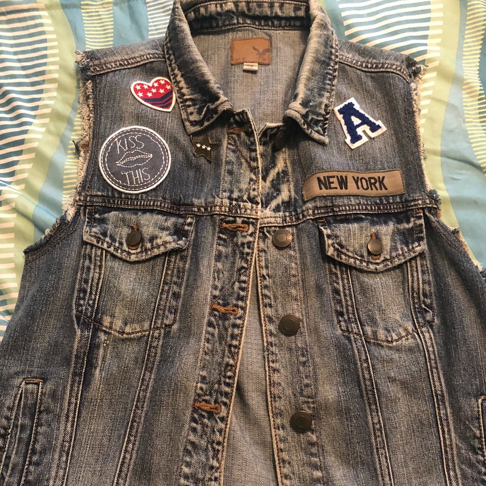 American Eagle Patchwork denim vest